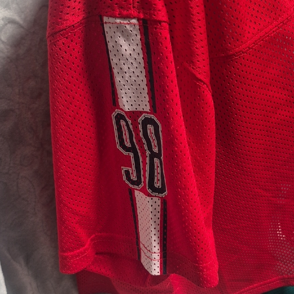 No Boundaries 2 Women's Mesh Varsity Tops Red and Green - Picture 4 of 7